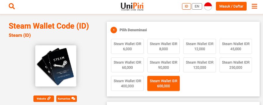 beli Steam Wallet UniPin